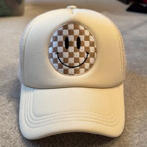 Cream Smiley Face Trucker Hat